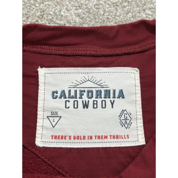 California Cowboy Unisex Sz Large Deep Red Wagyu Fleece Sweatshirt Bamboo - Picture 4 of 9
